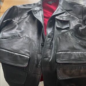 Ralph Lauren Black Leather Military Jacket